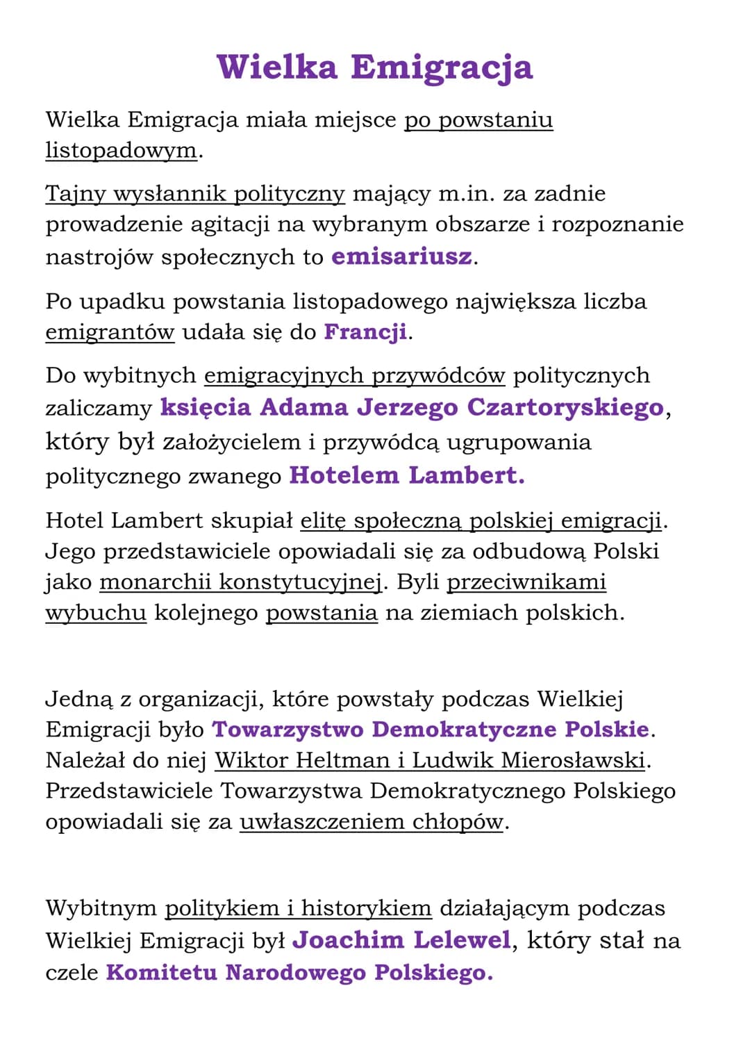 Wielka Emigracja
Wielka Emigracja miała miejsce po powstaniu
listopadowym.
Tajny wysłannik polityczny mający m.in. za zadnie
prowadzenie agi