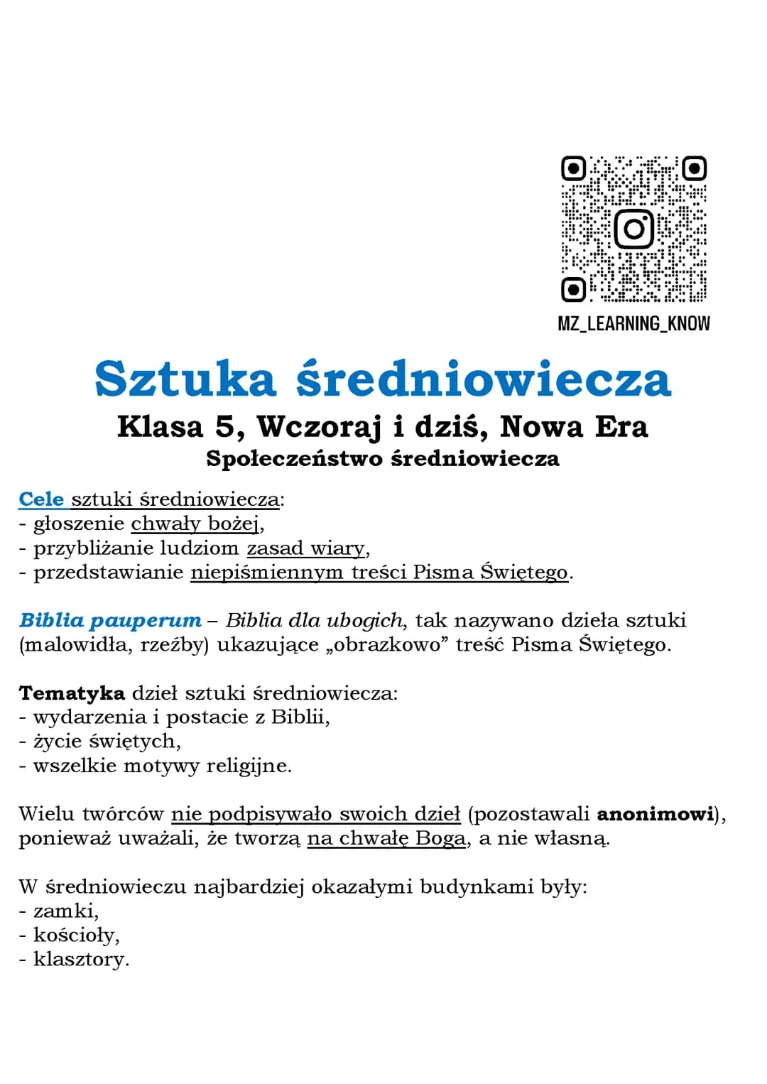 Sztuka średniowiecza Klasa 5, Wczoraj i dziś, Nowa Era Społeczeństwo średniowiecza