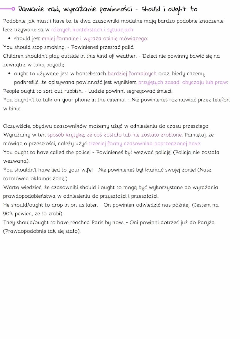 CZASOWNIKI MODALNE
●
Modal Verbs
Co to są czasowniki modalne?
Modale mają kilka cech wyróżniających je spośród innych, "zwykłych"
czasownikó