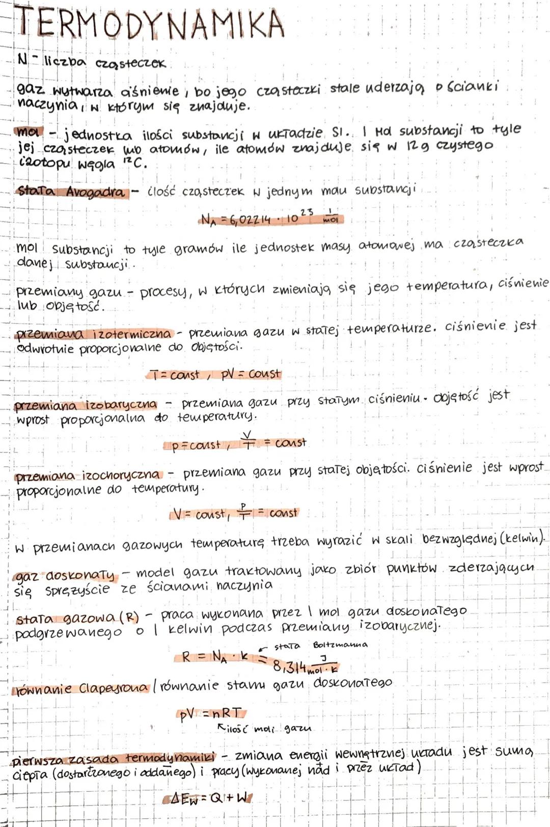 # TERMODYNAΜΙΚΑ

N-liczba cząsteczek

gaz wytwarza aśnienie, bo jego cząsteczki stale uderzają o ścianki
naczynia, w którym się znajduje.

m