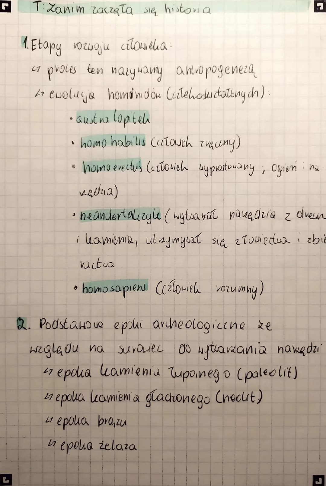 L
T: Zanim zaczęła się historia
1. Etapy юсьоји спомена:
27 proces ten nazywamy antropogeneza
47 ewolucja hominidów (cztehokattnych)
• austr