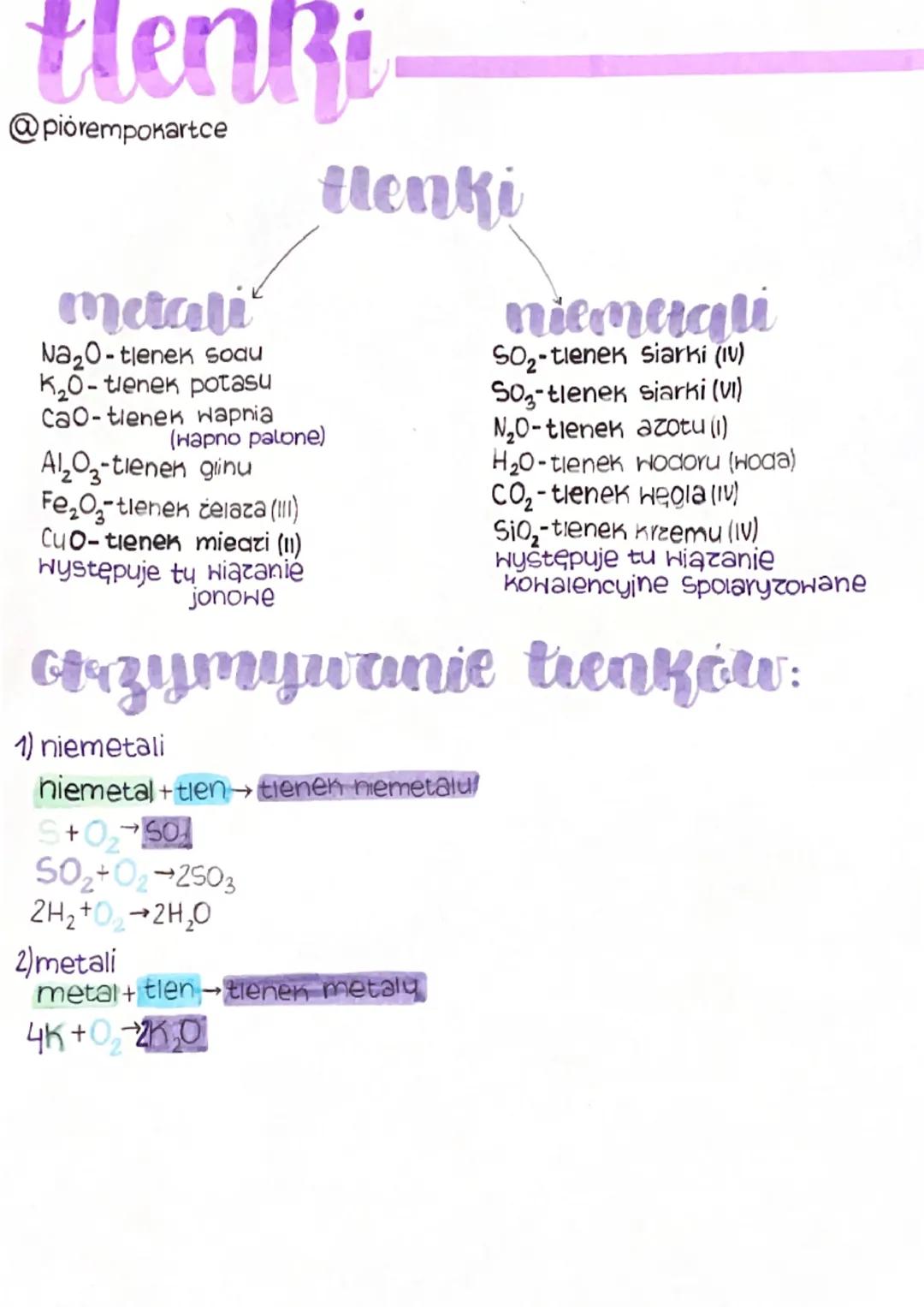 tlenki
@piórempokartce
tlenki
metali
Na₂O-tlenek soau
K₂0-tienek potasu
Cao-tienek wapnia
(Hapno palone)
Al₂O₂-tienen glinu
Fe₂O₂-tlenek żel