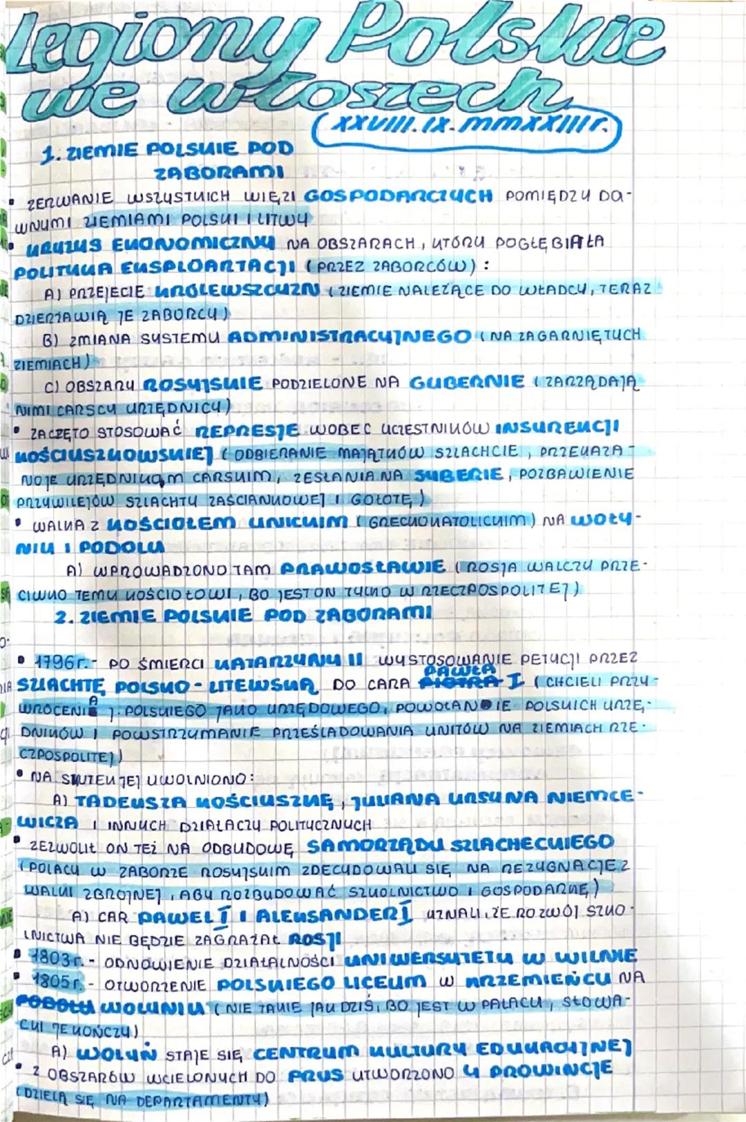 ว
Legiony Polstue
we włoszech
1. ZIEMIE POLSUIE POD
ZABORAMI
XXVIII.IX.mmx
• ZERWANIE WSZYSTNICH WIĘZI GOSPODARCZYCH POMIĘDZY DA-
WNUMI ZIEM