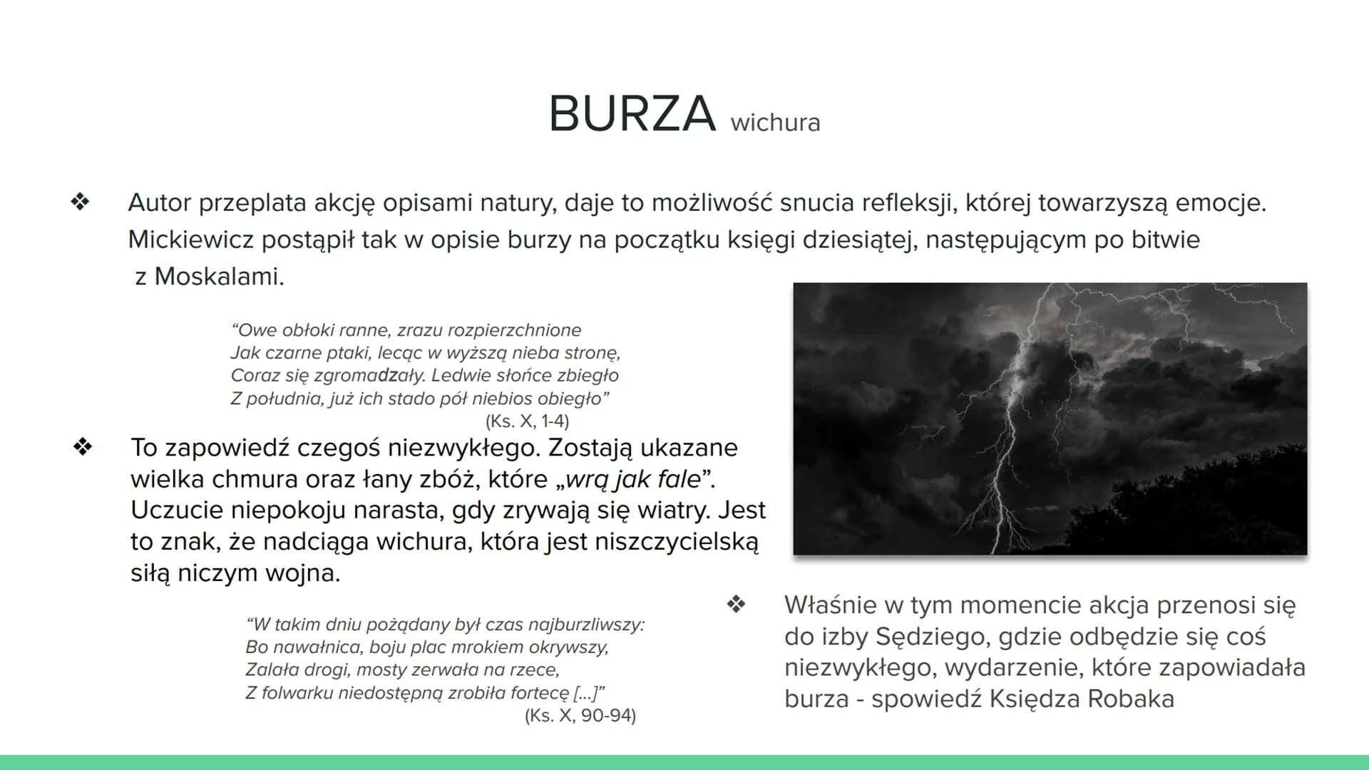 PRZYRODA Wschód słońca
W „Panu Tadeuszu" Adama Mickiewicza wschody i zachody słońca pełnią rolę symboliczną.
Przede wszystkim są swoistym ze