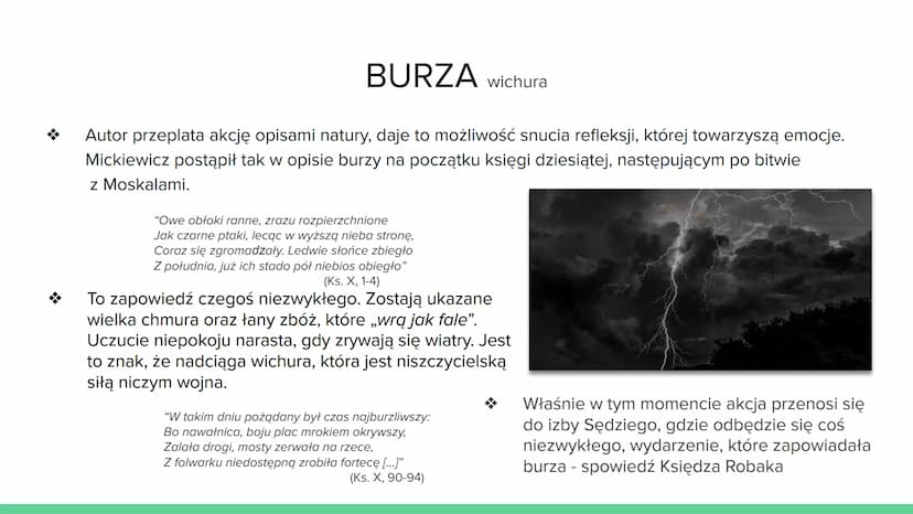 PRZYRODA Wschód słońca
W „Panu Tadeuszu" Adama Mickiewicza wschody i zachody słońca pełnią rolę symboliczną.
Przede wszystkim są swoistym ze