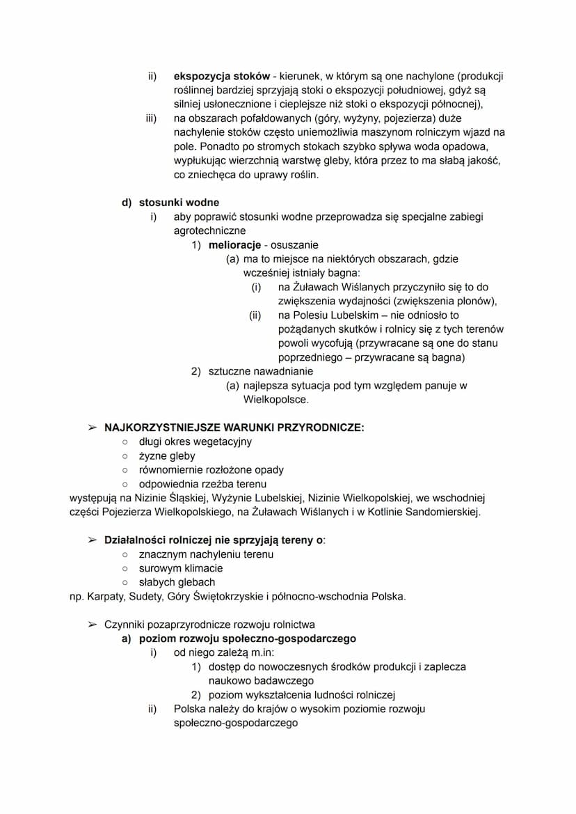 1. CZYNNIKI ROZWOJU ROLNICTWA W POLSCE
➤ Rolnictwo - sektor gospodarki narodowej obejmujący uprawę roślin i produkcję
zwierzęcą. Jego udział