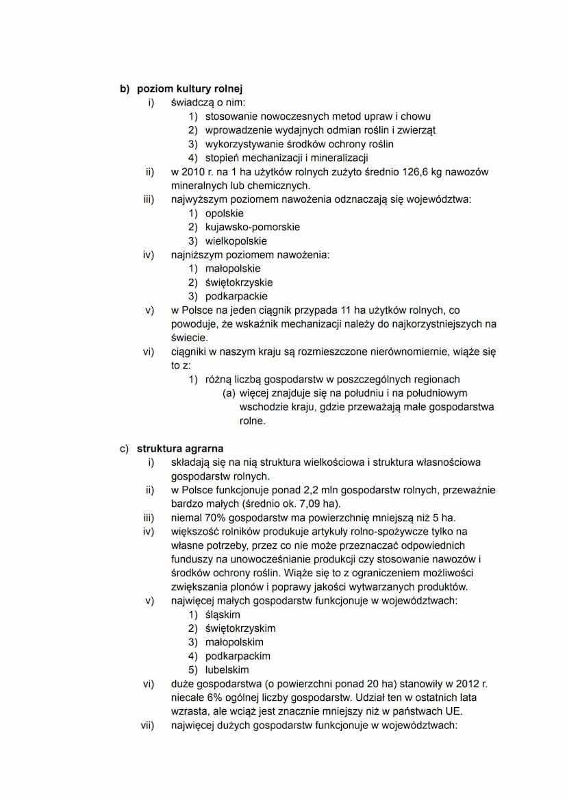 1. CZYNNIKI ROZWOJU ROLNICTWA W POLSCE
➤ Rolnictwo - sektor gospodarki narodowej obejmujący uprawę roślin i produkcję
zwierzęcą. Jego udział
