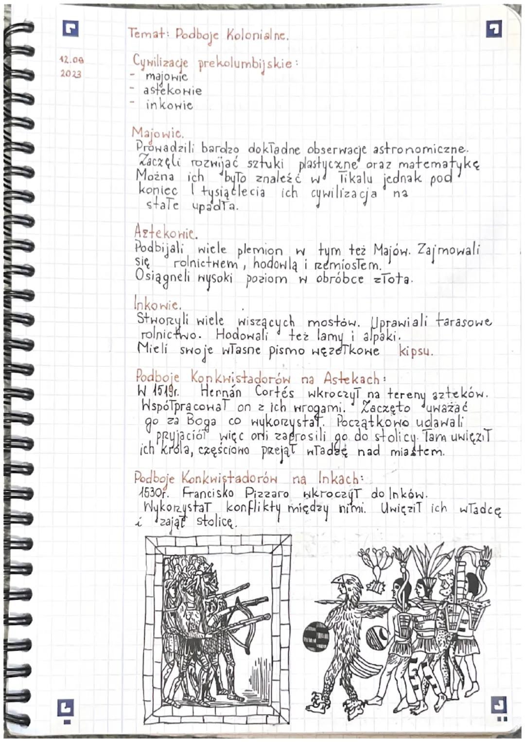 12.09
2023
Temat: Podboje Kolonialne.
Cywilizacje prekolumbijskie:
majowic
astekonie
inkowie
Majowic.
Prowadzili bardzo dokładne obserwacje 