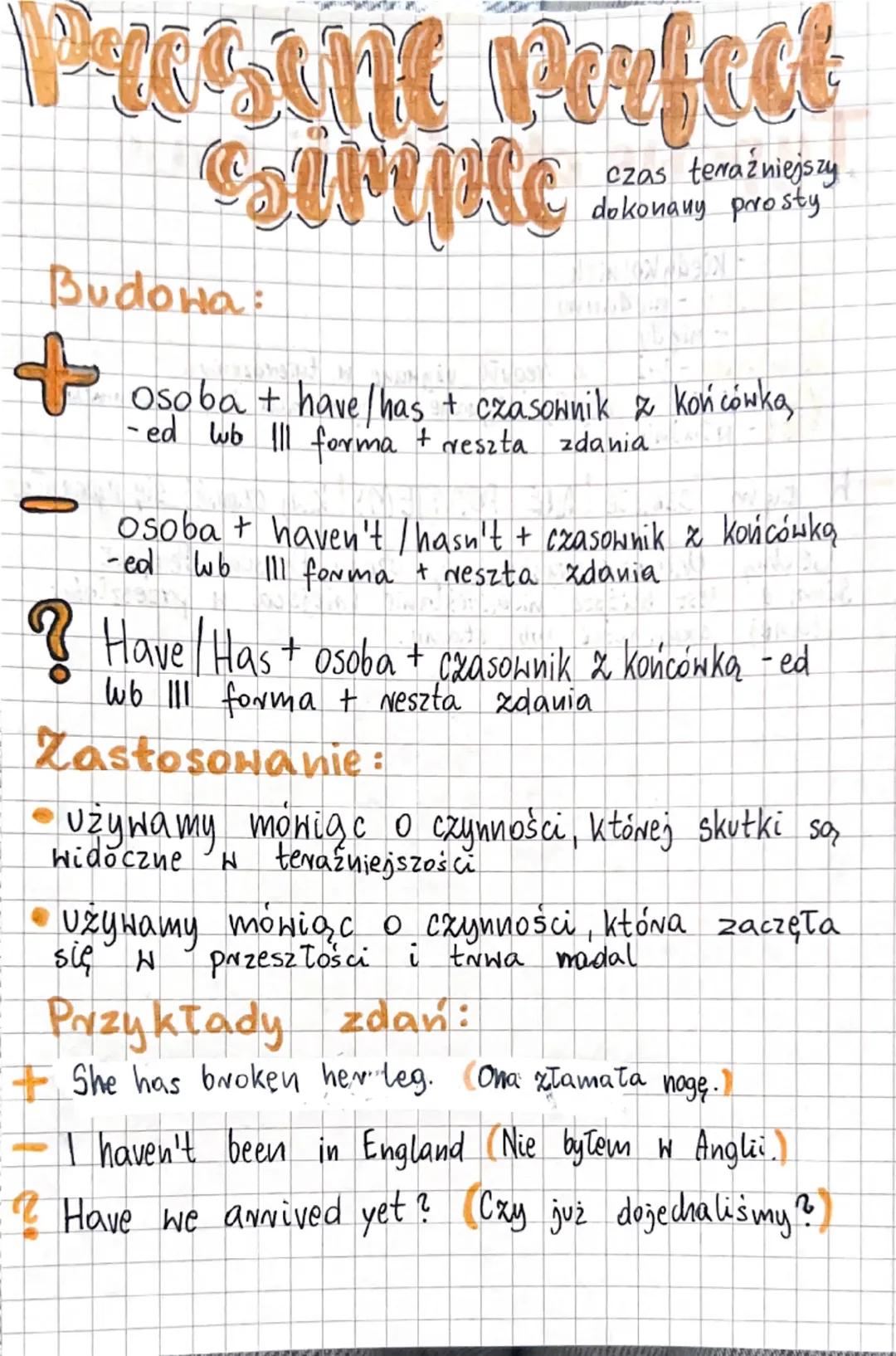 Presume perfect
e s t i p { c
czas teraźniejszy
dokonany prosty
Budowa:
+
Osoba + have / has + czasownik z końcówka,
-ed wb 111 forma + resz