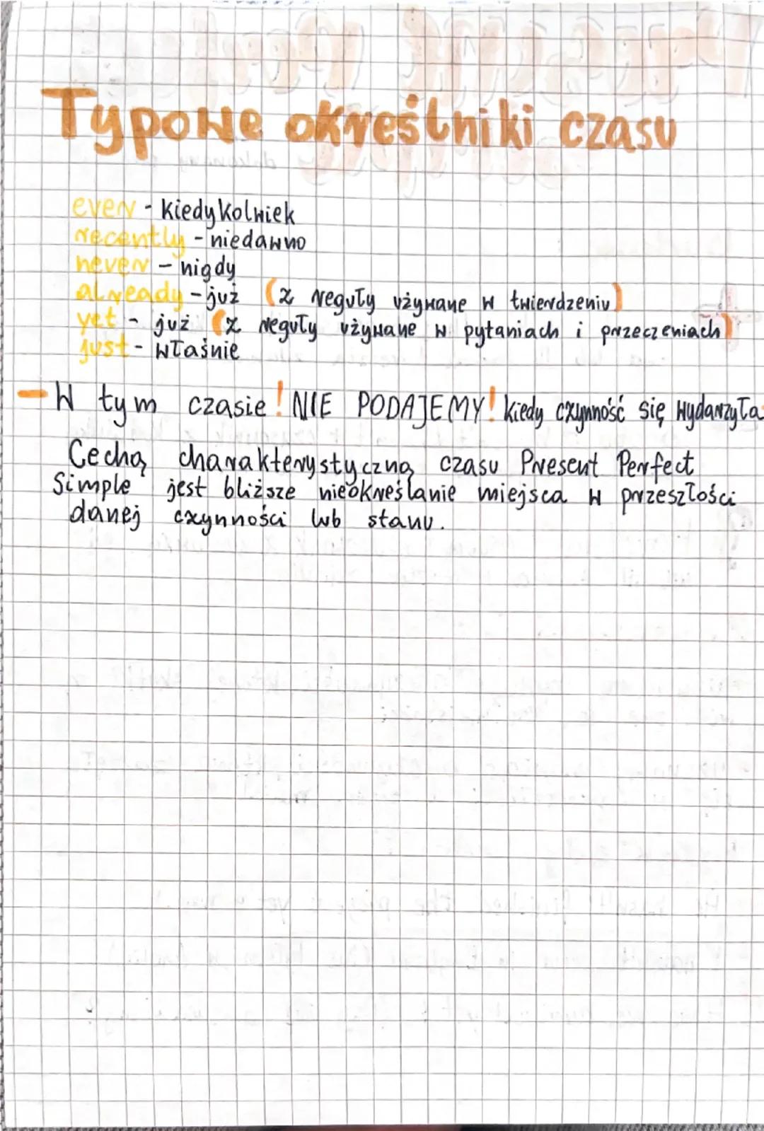 Presume perfect
e s t i p { c
czas teraźniejszy
dokonany prosty
Budowa:
+
Osoba + have / has + czasownik z końcówka,
-ed wb 111 forma + resz