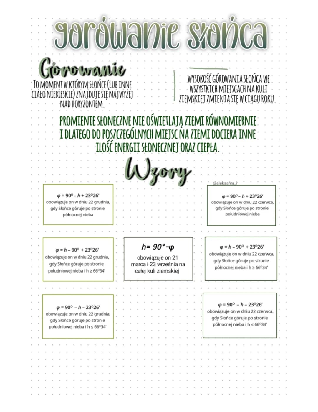 
<p>Górowanie Słońca to moment, w którym Słońce (lub inne ciało niebieskie) znajduje się najwyżej nad horyzontem. Wysokość górowania Słońca 