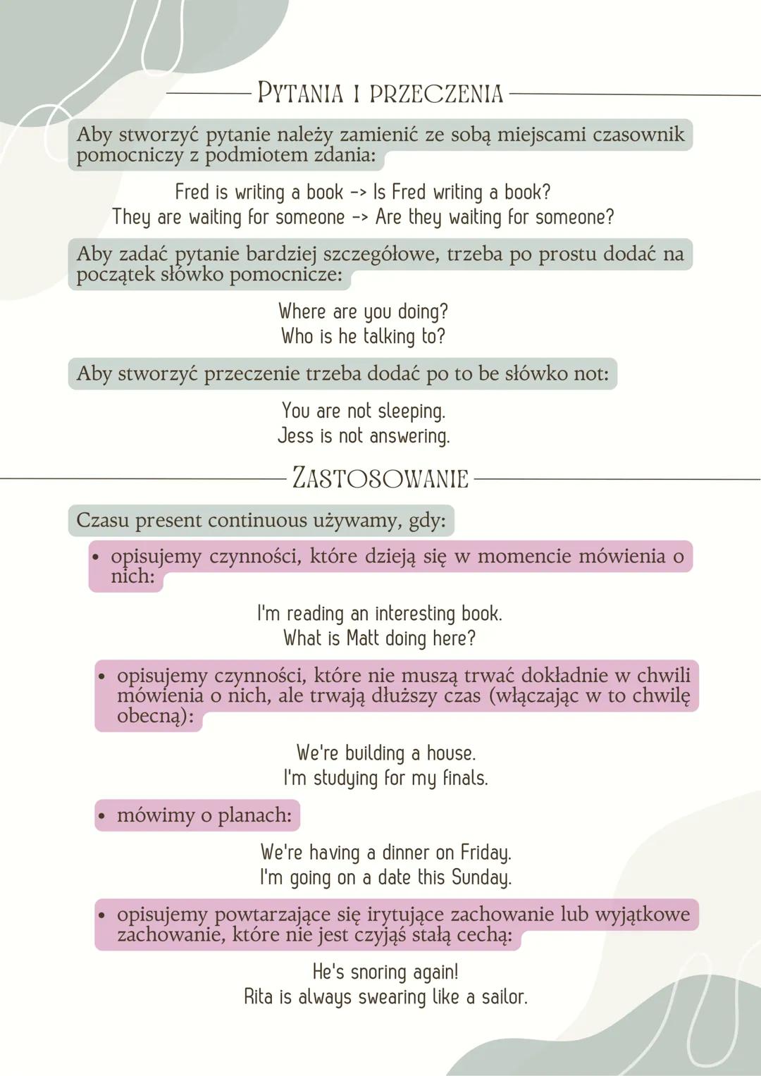 PRESENT CONTINUOUS
BUDOWA
CZASOWNIK Z KOŃCÓWKĄ -ING
I'm running.
CZASOWNIKI Z -ING.
Czasowniki z końcówką -ing nazywa się
gerundami. Aby je 