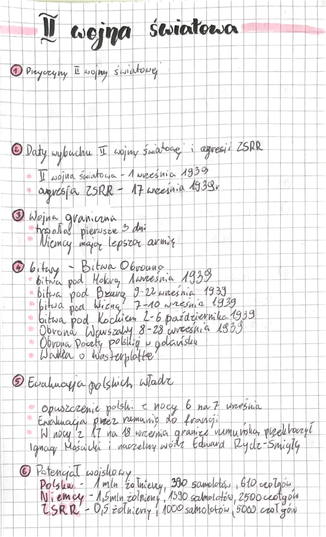 D
Ⓒ Przyczyny I wojny światowe
wojna światowa
Ⓒ Daty wybuchu II wojny światoczę i agresić ZSRR
• II wojna światowa - 1 września 1939
agresja