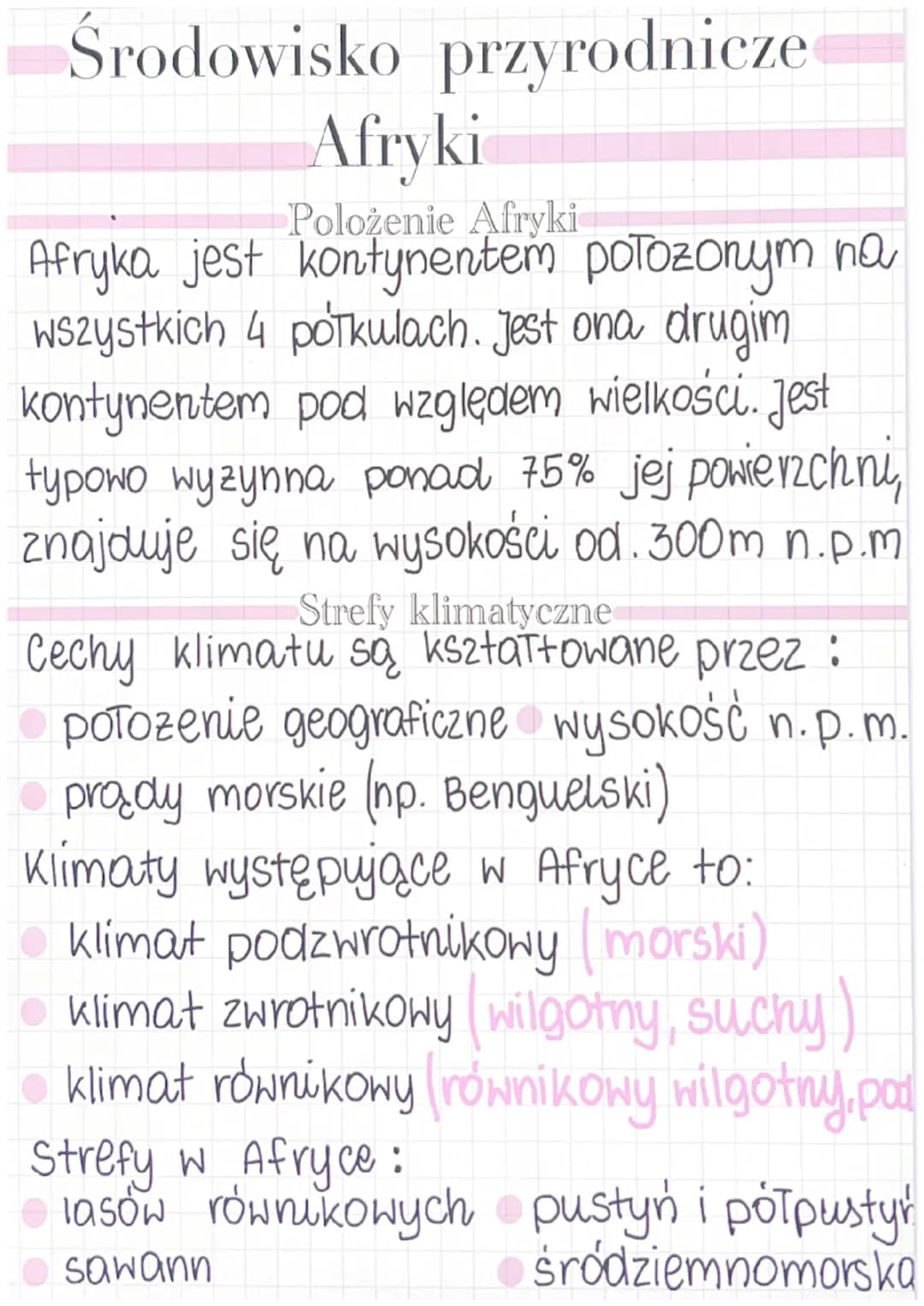 Środowisko przyrodnicze
Afryki
Polożenie Afryki
Afryka jest kontynentem położonym na
wszystkich 4 potkulach. Jest ona drugim
kontynentem pod