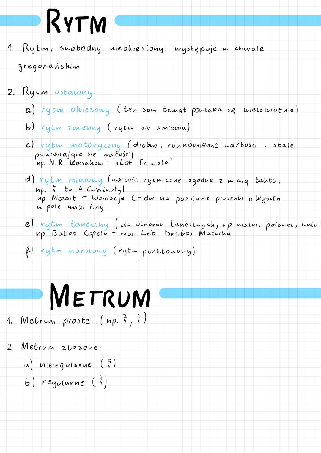 # ELEMENTY

# DZIEKA

# MUZYCZNEGO # RYTM

1.  Rytm, swobodny, nieokreślony, występuje w chorale
gregoriańshim

2.  Rytm ustalony:

a) rytm 