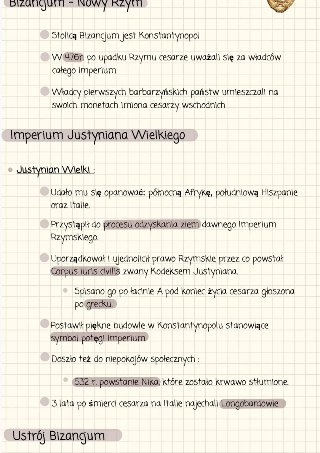 Bizancjum - Nowy Rzym
Stolicą Bizancjum jest Konstantynopol
W 476r. po upadku Rzymu cesarze uważali się za władców
całego Imperium
Władcy pi