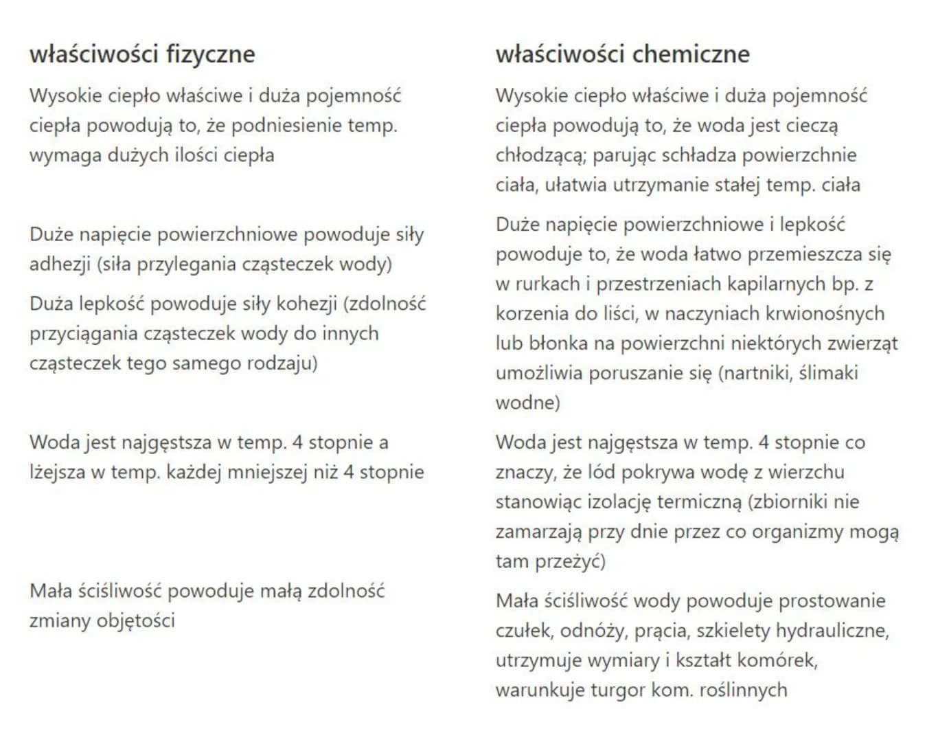 składniki nieorganiczne -woda
rola w życiu organizmów
► ślina- 99,5%
► oko-99%
► krew 78%
▸ sok żołądkowy 97%
► pełnosłona woda morka 96,45%