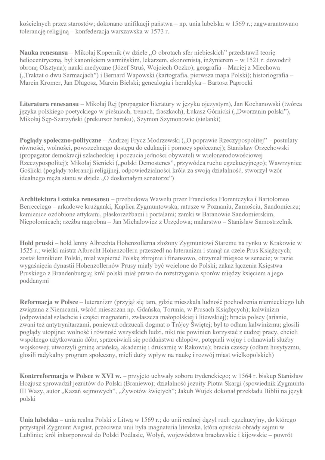 Ważne pojęcia:
Społeczeństwo Rzeczpospolitej Obojga Narodów - podział na stany: szlachta, duchowieństwo,
mieszczanie, chłopi; z wyjątkiem du
