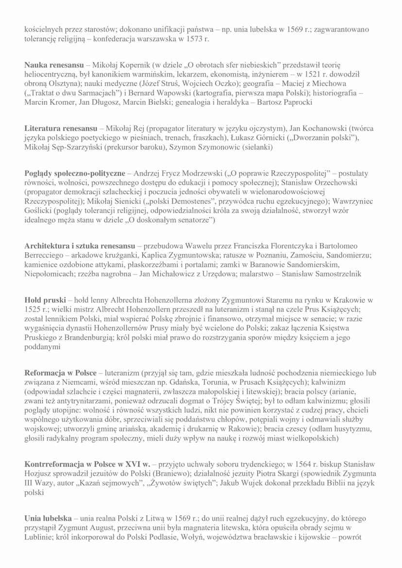 Ważne pojęcia:
Społeczeństwo Rzeczpospolitej Obojga Narodów - podział na stany: szlachta, duchowieństwo,
mieszczanie, chłopi; z wyjątkiem du