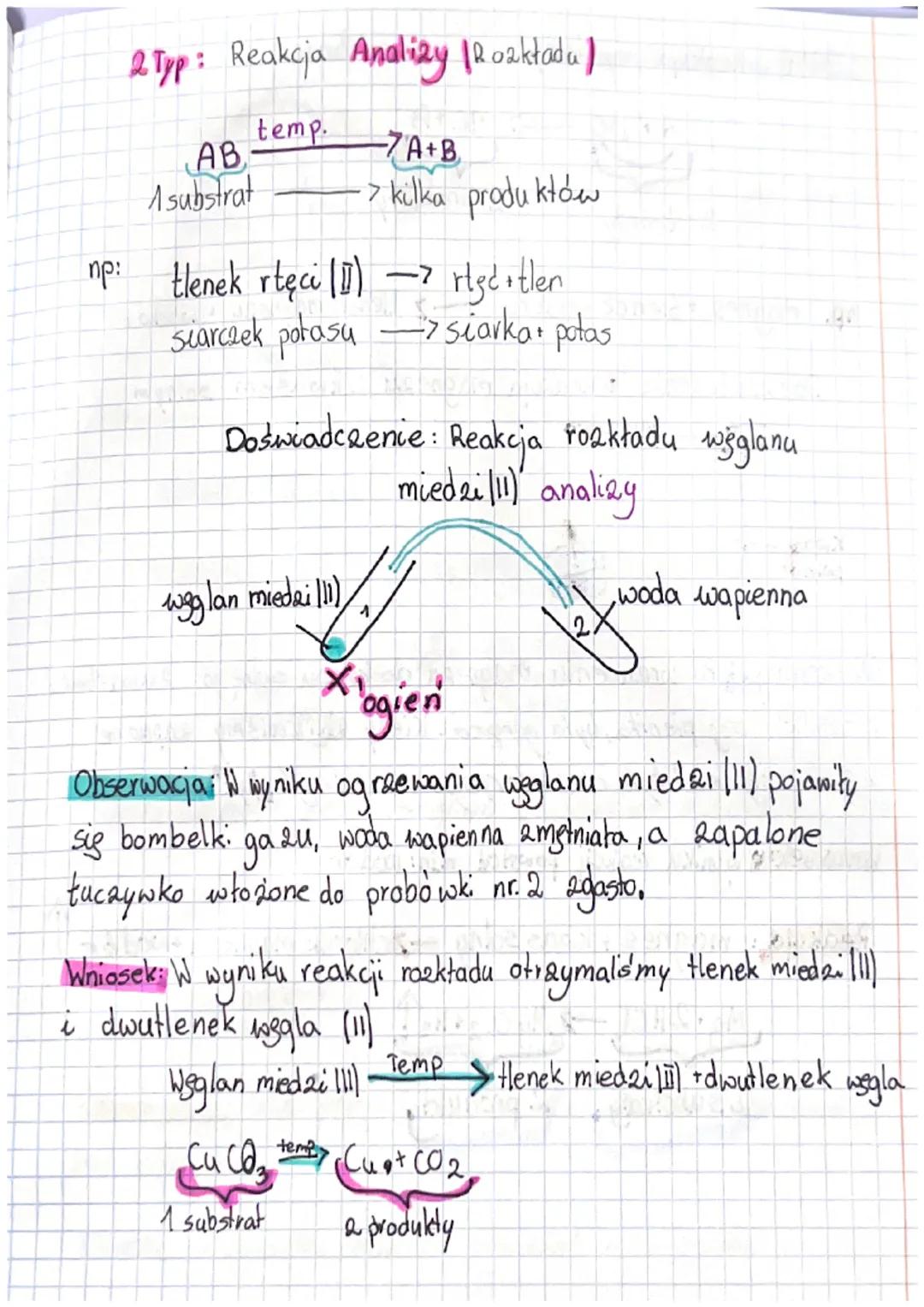 Rodzaje reakoji chemicanych ~
- Reakcjo chemicana-to proces, w wyniku którego powstają
substancje 10 nowych właściwościach
substraty
substan