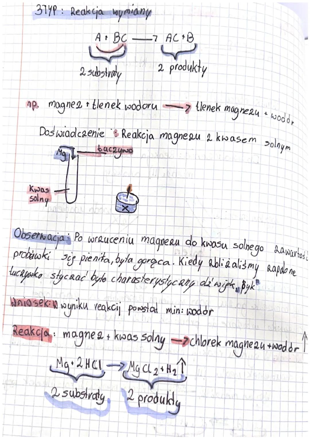 Rodzaje reakoji chemicanych ~
- Reakcjo chemicana-to proces, w wyniku którego powstają
substancje 10 nowych właściwościach
substraty
substan