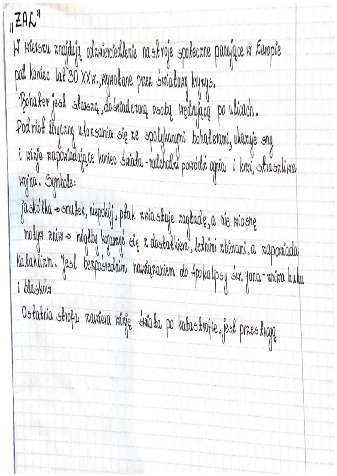 Józef Czechowicz-
-katastrofizm w poezji-
→katastrofizm - niepokój, przeczucie nudehodzącej katastrofy, obsesyjne
wizje śmierci, poczucie sc