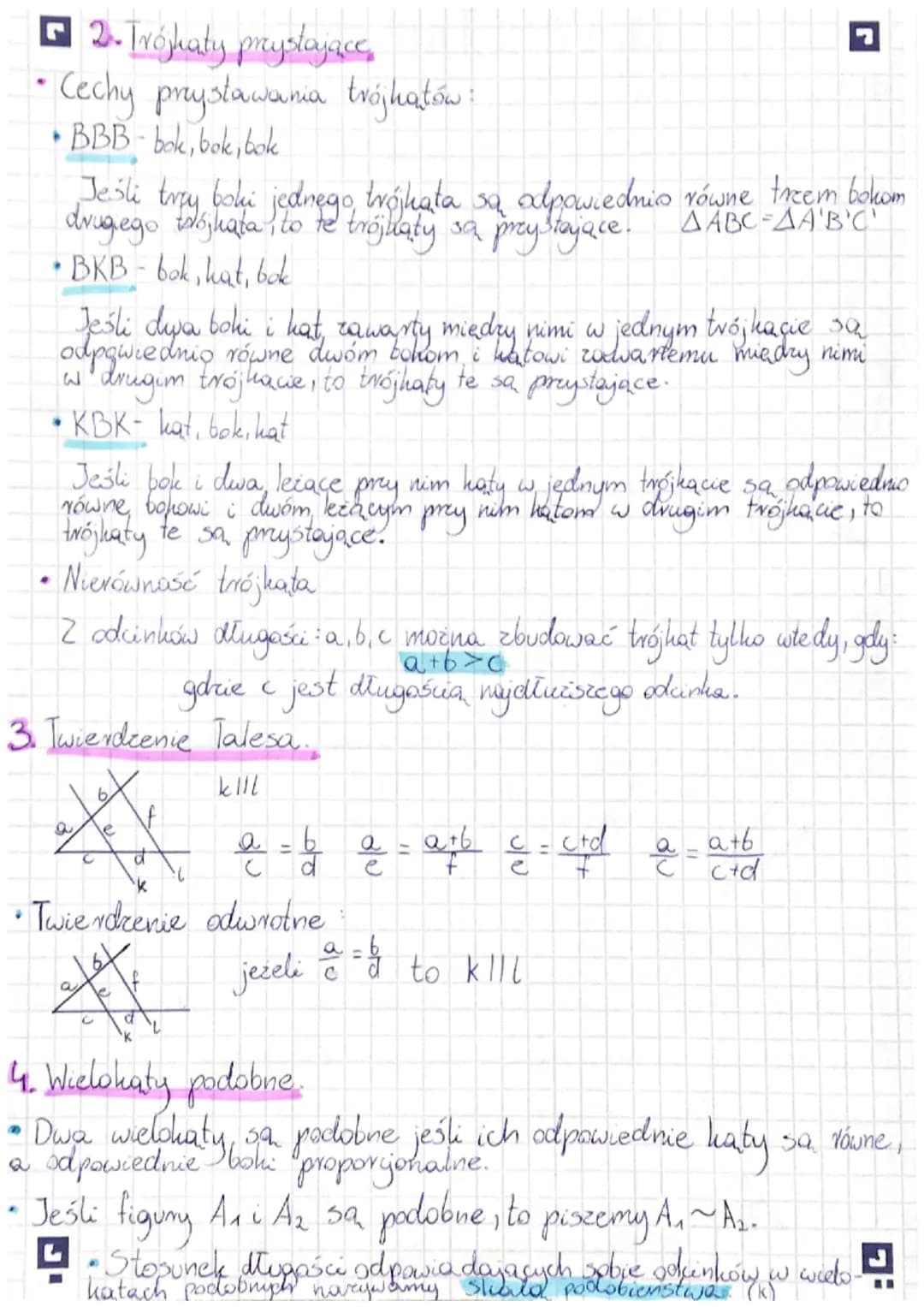 E
G
1. Miary katów w trójkącie
Suma miaw kątów w trójkącie jest równa 180°.
Rodzaje kątów
PLANIMETRIA
Przylegie
2+3=180°
B
Werechołkowe Odpo