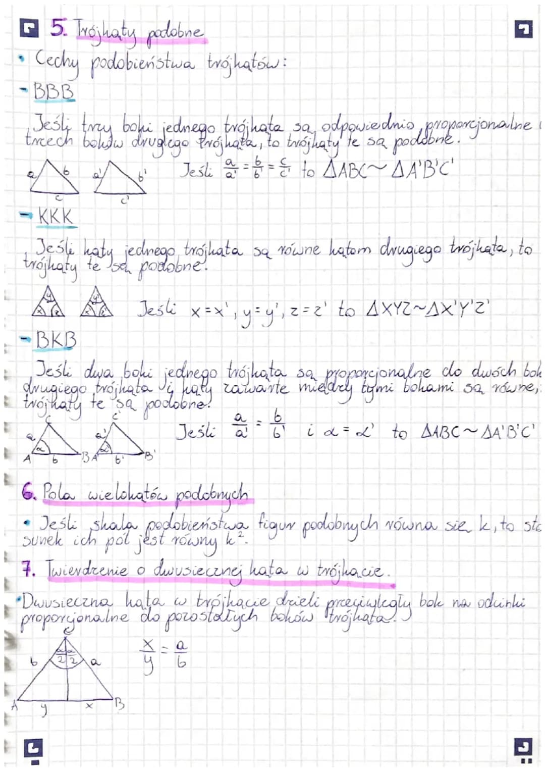 Miary kątów w trójkącie - zadania PDF, Twierdzenie o dwusiecznej kąta, Cechy i Rodzaje Trójkątów