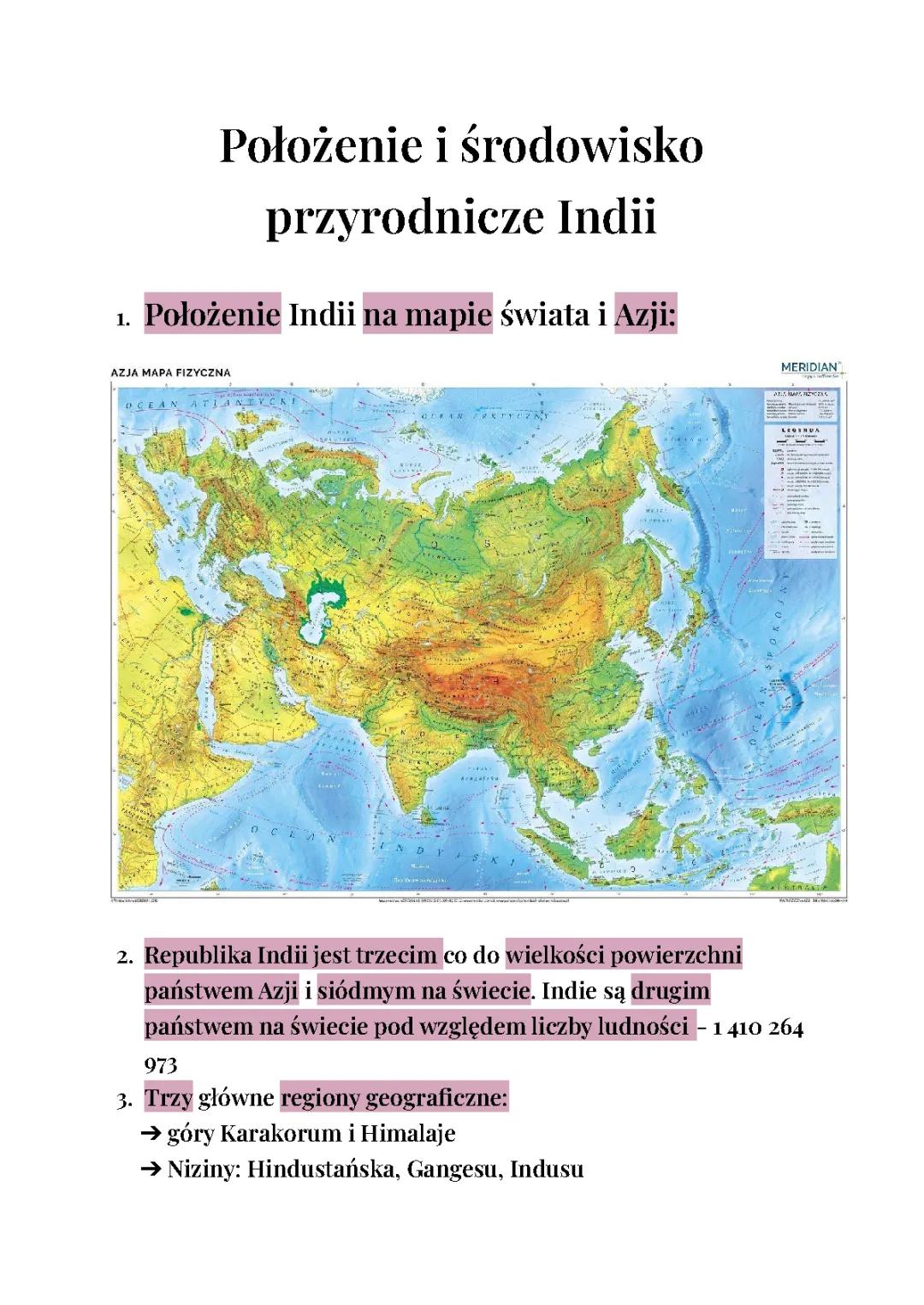 Położenie i środowisko przyrodnicze Indii