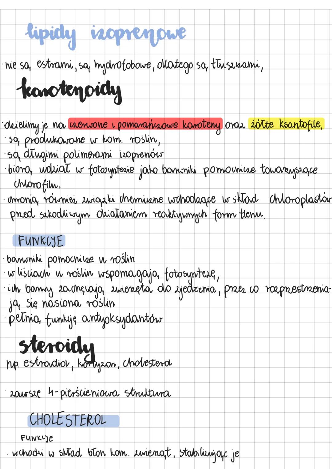 lipidy
Składają się one głównie & C₁ Hi O. Nicktóre mogą zawierać Ni P. Mają niepolar-
na budow, więc so hydrofobowe, czyli nicrorpus holne 