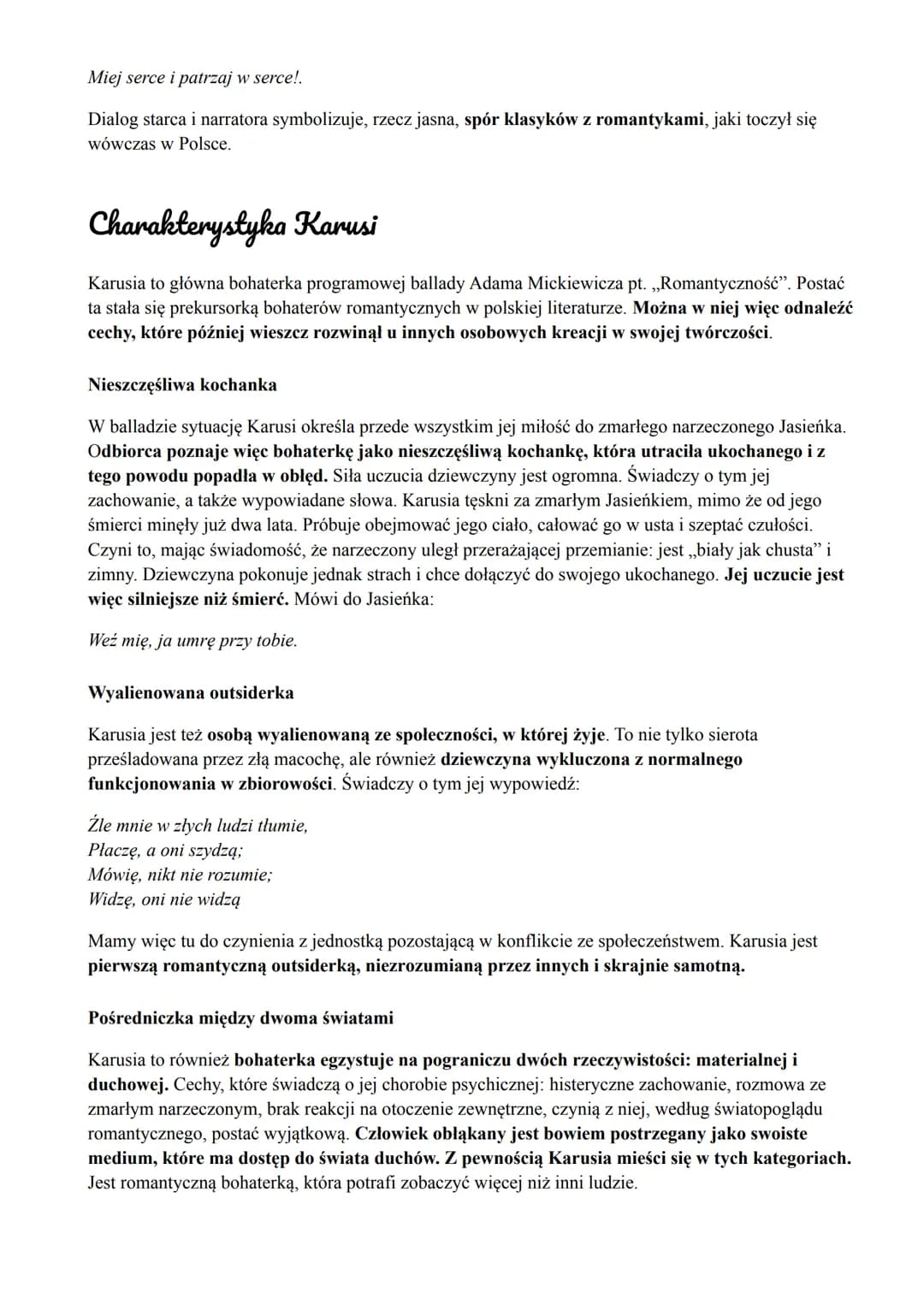 ROMANTYCZNOŚĆ
ADAM MICKIEWICZ
Interpretacja i analiza ballady
a. Widzenie Karusi
Główną bohaterką ballady „Romantyczność” jest obłąkana dzie