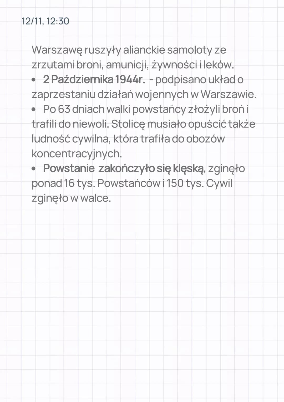 12/11, 12:30
Powstanie Warszawskie
Powstanie Warszawskie
●
wybuchło 1 sieprnia 1944 o godzinie 17.00.
godzina "W".
Plan "Burza"
• "Burza" by