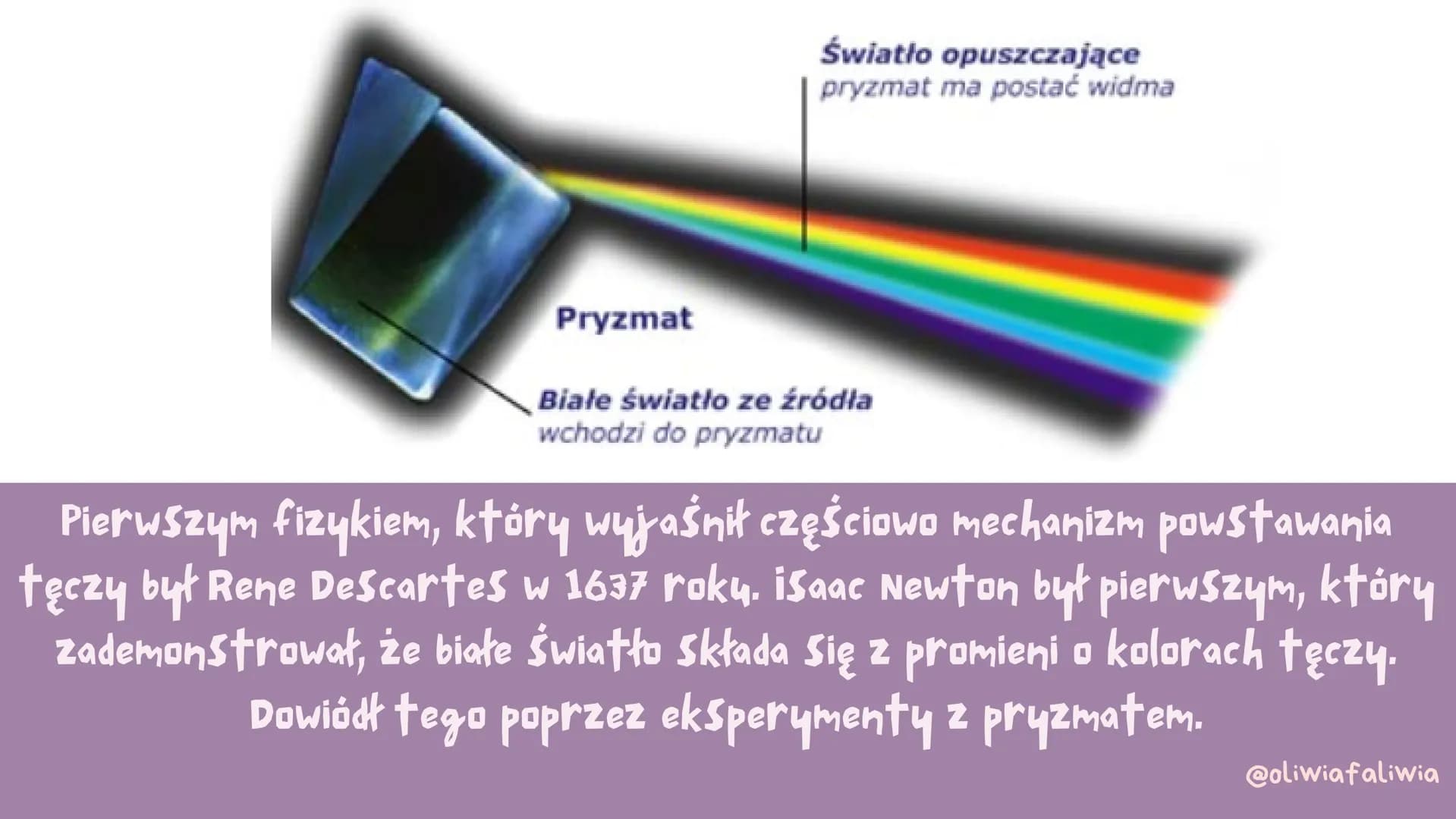 powstawanie tęczy
@oliwiafaliwia Tęcza to zjawisko optyczne i
meteorologiczne powstające w efekcie
rozszczepienia światła w kroplach
wody - 