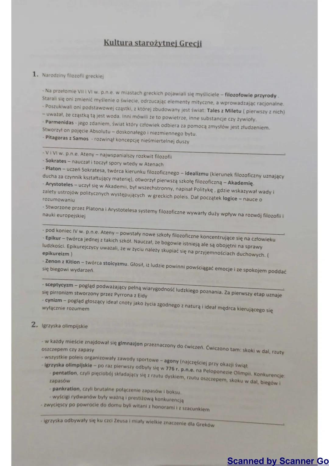 Kultura Starożytnej Grecji – Klasa 1, Poziom Podstawowy