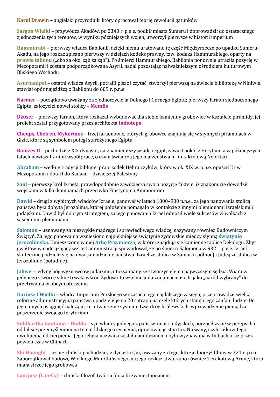 SUDZIAŁ I. Pierwsze cywilizacje"
1. Prehistoria
2. Mezopotamia i jej dzieje
3. Cywilizacja egipska
4. Inne cywilizacje Bliskiego Wschodu
5. 