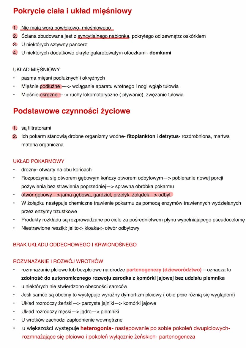●
●
wrotki zwierzęta z aparatem rzęskowym
środowisko życia wrotek
ogólna budowa ciała wrotków
pokrycie ciała i układ mięśniowy wrotków
podst