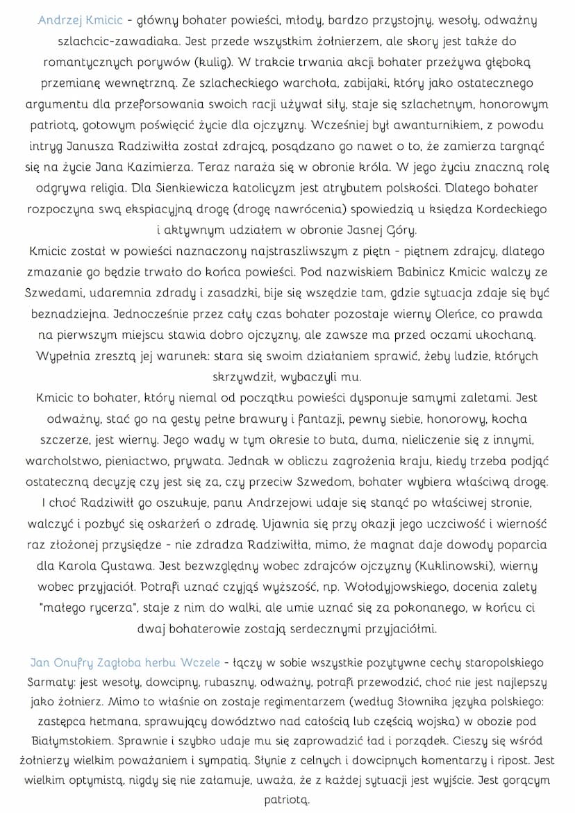 POTOP
Henryk Sienkiewicz
Czas i miejsce akcji
Akcja utworu toczy się w latach 1655-1657 podczas najazdu szwedzkiego na
tereny Rzeczpospolite