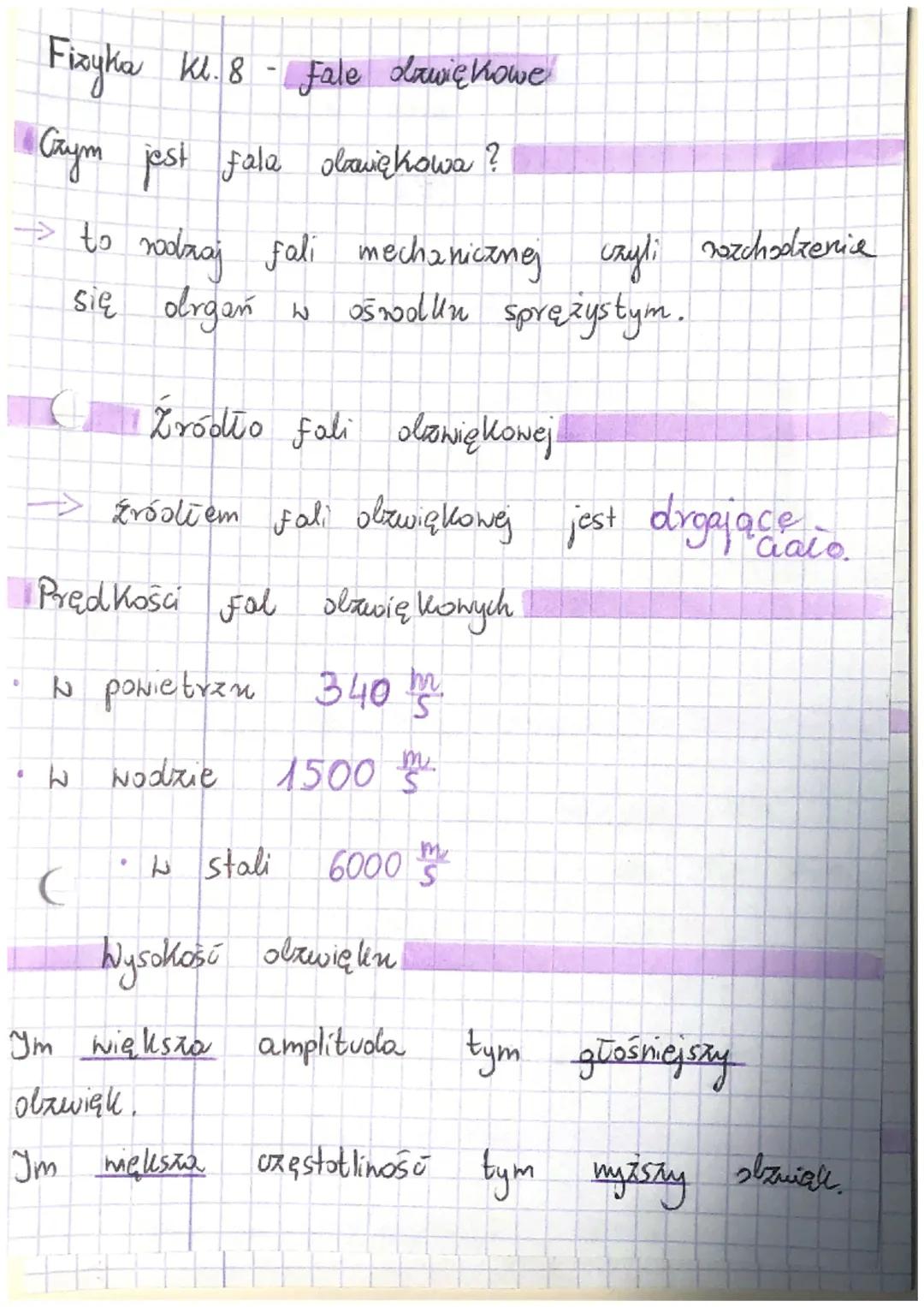 Fizyka kl. 8
kl. 8- Fale Lawię kowe
Czym jest fala obawiękowa ?
> to rodzaj fali mechanicznej czyli rozchodzenie
ośwolku sprężystym.
się org