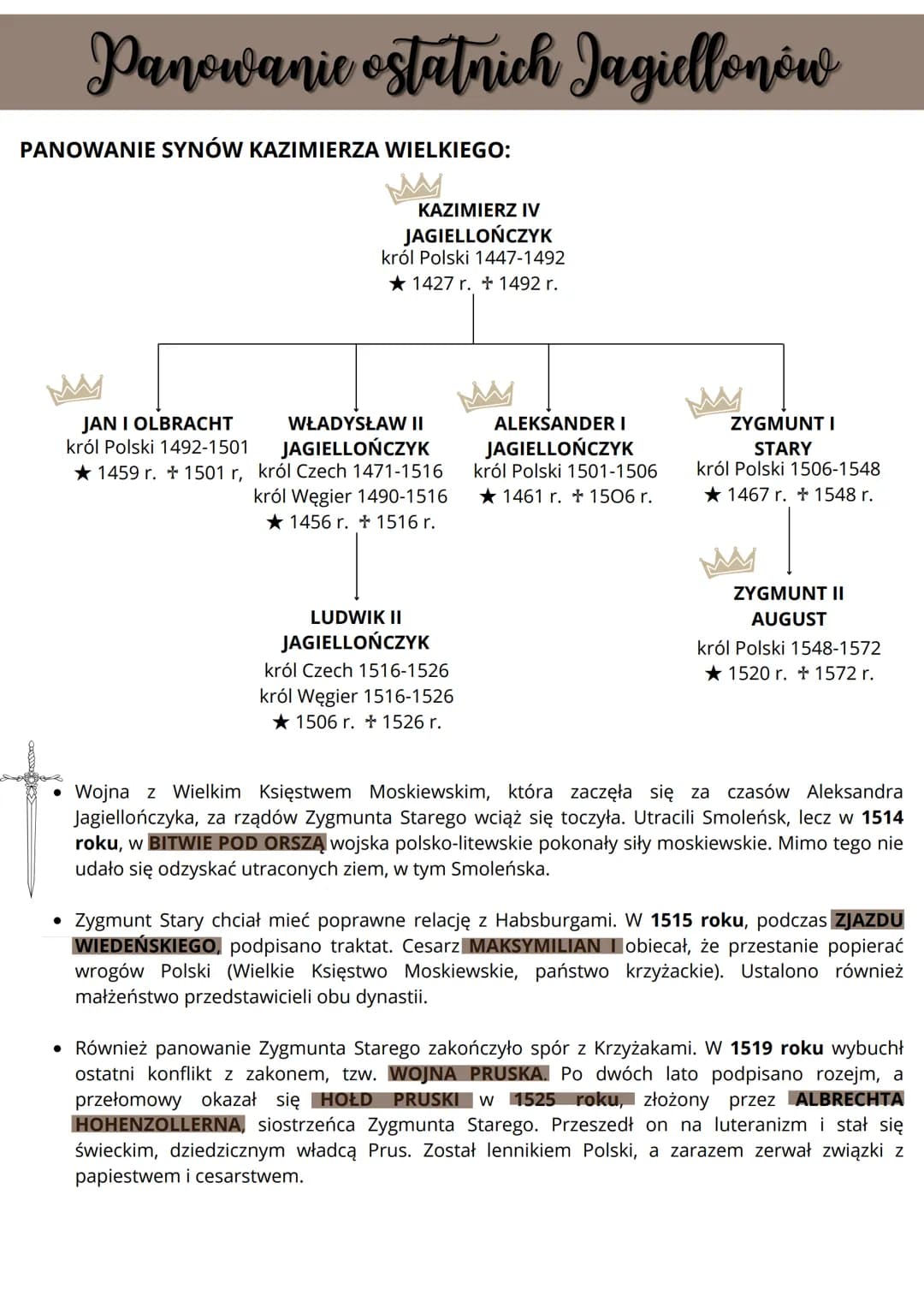 Panowanie ostatnich Jagiellonów
PANOWANIE SYNÓW KAZIMIERZA WIELKIEGO:
KAZIMIERZ IV
JAGIELLOŃCZYK
król Polski 1447-1492
1427 r. 1492 r.
JAN I