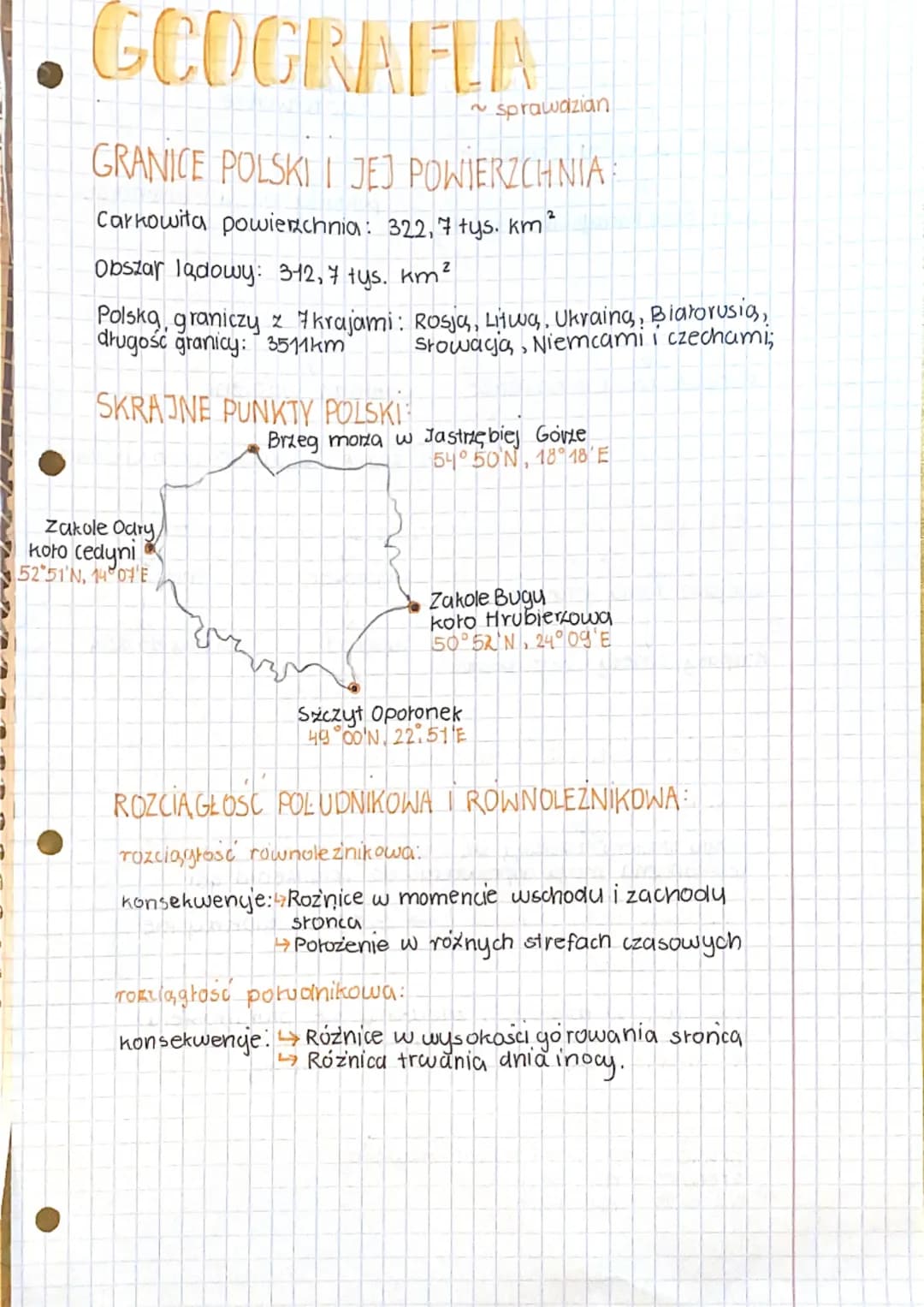 GCOGRAFLA
GRANICE POLSKI JEJ POWIERZCHNIA
Carkowita powierzchnia: 322,7 tys. km²
SKRAJNE PUNKTY POLSKI
Obszar lądowy: 312,7 tys. km ²
Polska