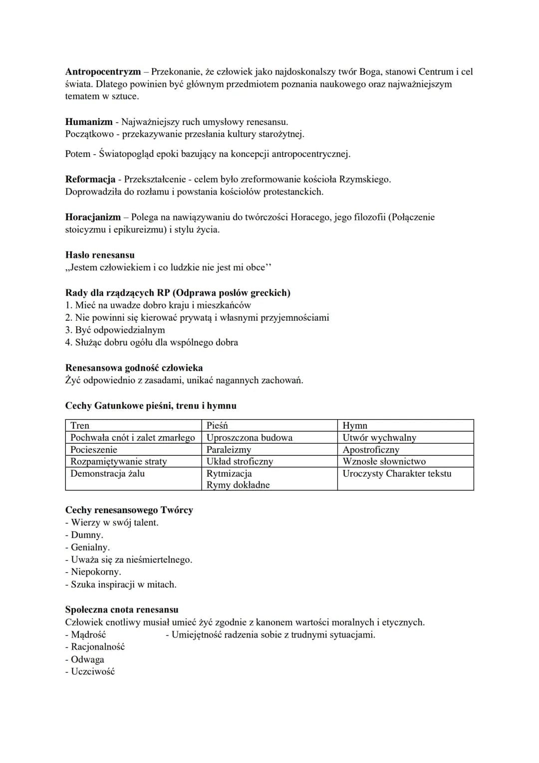 Antropocentryzm - Przekonanie, że człowiek jako najdoskonalszy twór Boga, stanowi Centrum i cel
świata. Dlatego powinien być głównym przedmi
