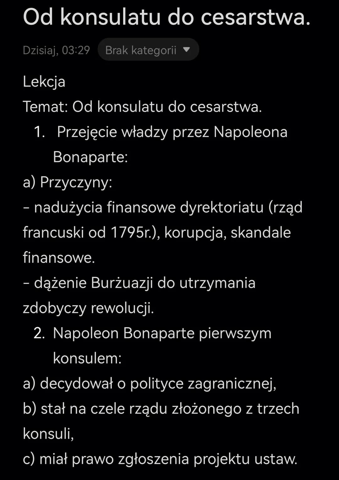 Od konsulatu do cesarstwa.
Dzisiaj, 03:29 Brak kategorii
Lekcja
Temat: Od konsulatu do cesarstwa.
1. Przejęcie władzy przez Napoleona
Bonapa