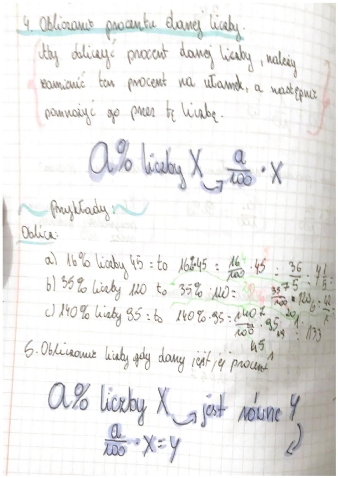 4. Obliczanis procentic dancy liceby.
Why doliczyć procent donnej licaly, maliy
kamianic ton procent na utamok, a wastepnit
ромнолус до рнег