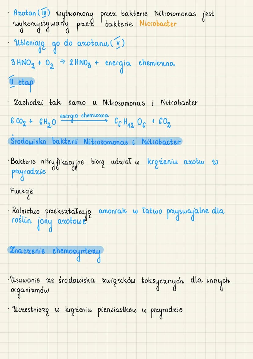 Chemosynteza
Chemosyntexa - proces syntexy związków organicznych
nieorganicznych przy udziale energii pothochodzącej
I utlenkania zwigxków n