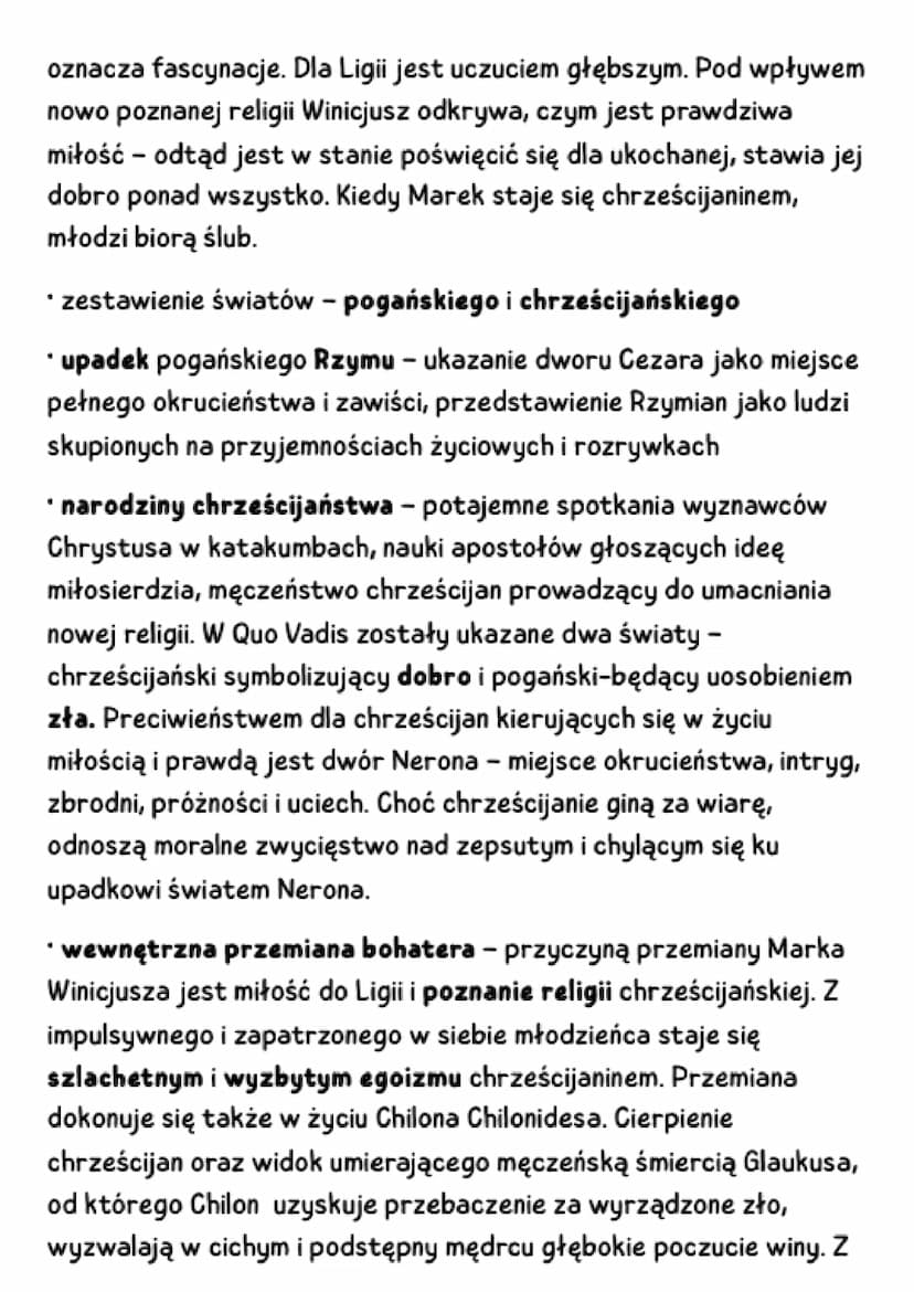 QUO VADIS Henryk Sienkiewicz
Gatunek powieść historyczna - tło ważnych wydarzeń
historycznych, odległa autorowi epoka, postacie historyczne,