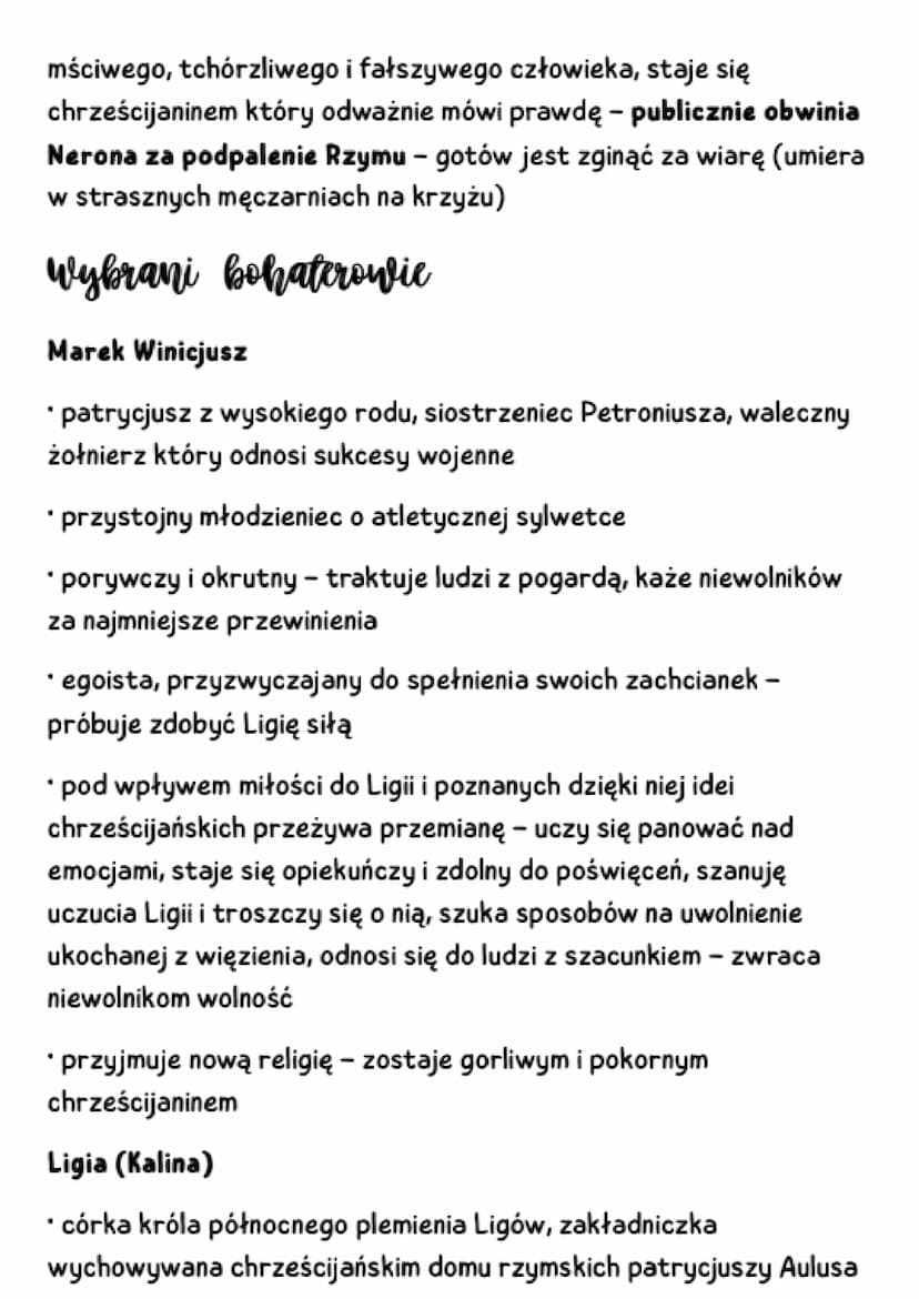 QUO VADIS Henryk Sienkiewicz
Gatunek powieść historyczna - tło ważnych wydarzeń
historycznych, odległa autorowi epoka, postacie historyczne,