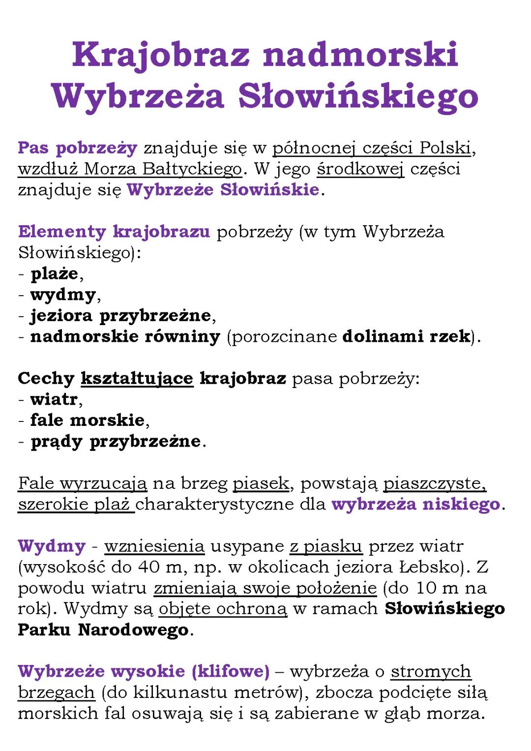 Krajobraz nadmorski Wybrzeża Słowińskiego - Klasa 5: Mapa i Atrakcje