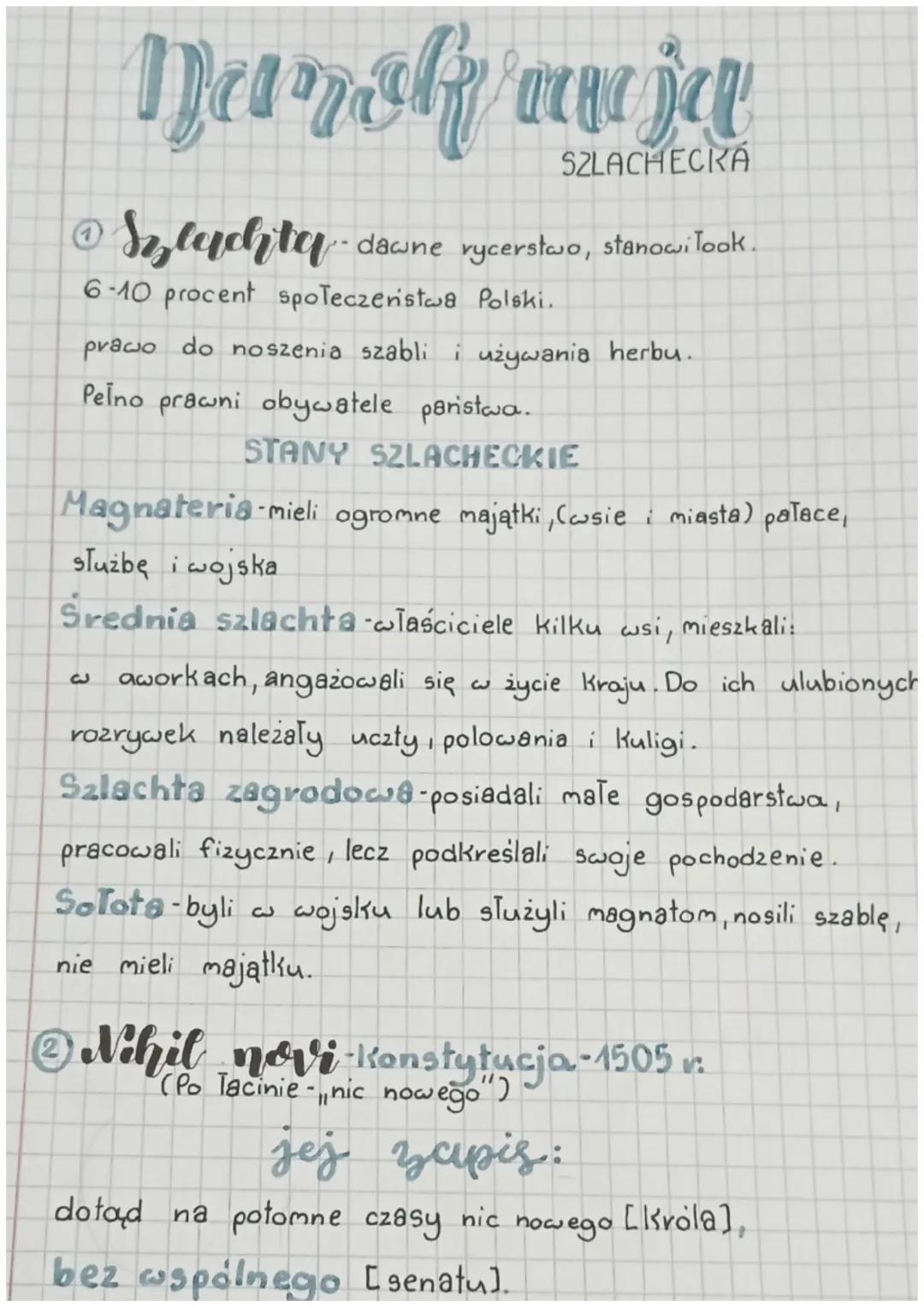 Narsky an jat
SZLACHECKA
Szlachty dawne rycerstwo, stanowi look.
6-10 procent społeczeństwa Polski.
prawo do noszenia szabli i używania herb