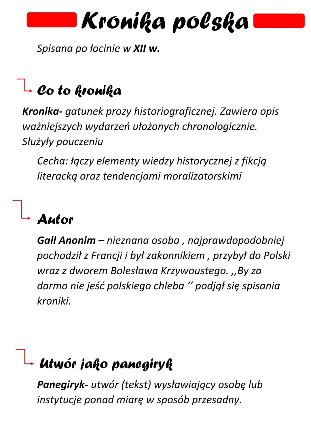 Z
Kronika polska
7 Co to kronika
Kronika- gatunek prozy historiograficznej. Zawiera opis
ważniejszych wydarzeń ułożonych chronologicznie.
Sł