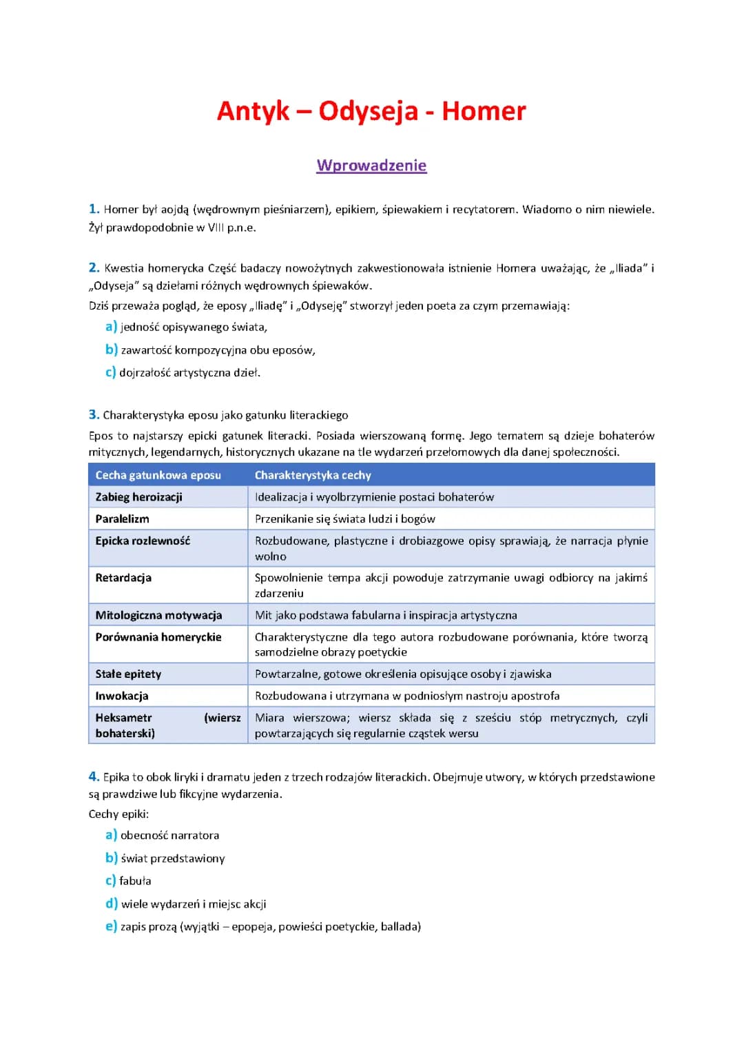 Odyseja - streszczenie szczegółowe, gatunek literacki, geneza i plan wydarzeń